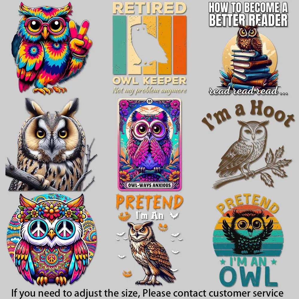 Interesting owl image that meets the needs of different scenes Iron on Picture on Clothes Colorful Creations  DIY Decoration