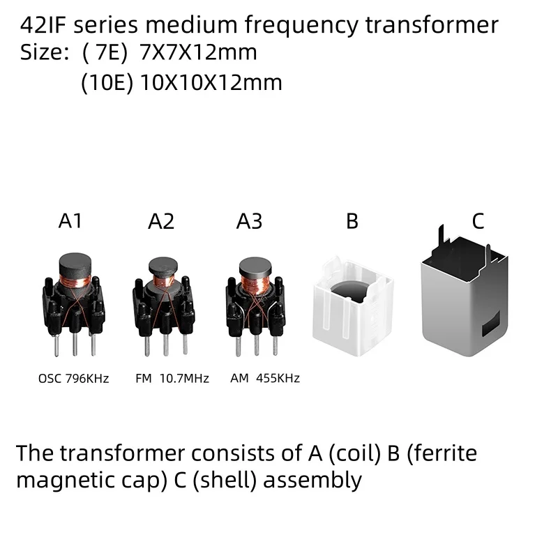 Radio 42IF series medium frequency transformer oscillation coil 796KHz FM 10.7MHz AM 455KHZ