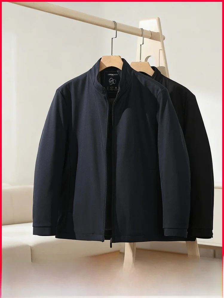 

Warm Casual Cotton Jaet Men's Stand Collar Windproof Winter New Busin Sle Stand Fit Polyester Filling Long Sve Z...