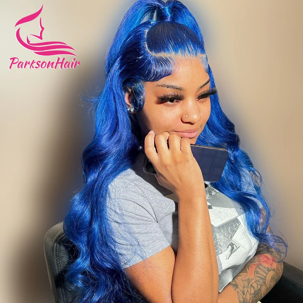 13x4 13x6 HD Transparent Lace Front Blue Wig Body Wave Lace Wigs For Women 613 Colored Lace Front Human Hair Wigs Glueless Wig