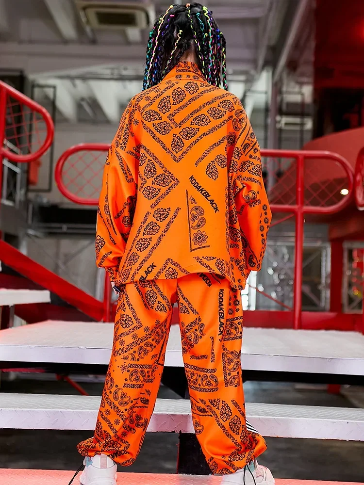 بدلة رقص جاز رائعة للأطفال ، جاكيت وسيم ، توب وسراويل ، ملابس شارع هيب هوب ، أداء المنصة ، الفتيات والفتيان ، موضة الأطفال