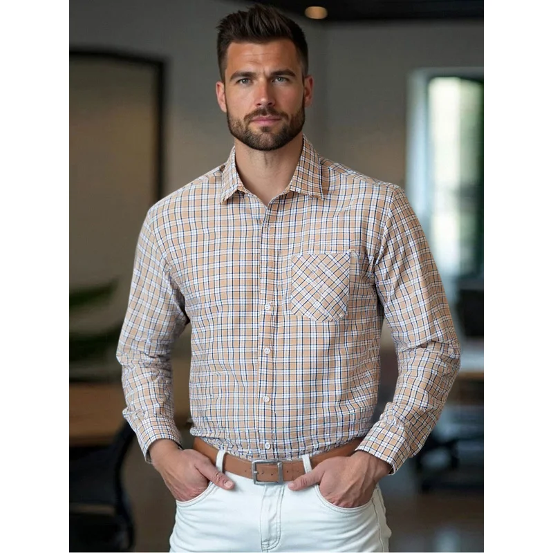 

American Style New Men's Fashion Casual Business Professional Formal Wear Shirt Bottoming Outerwear Long Sleeve Shirt