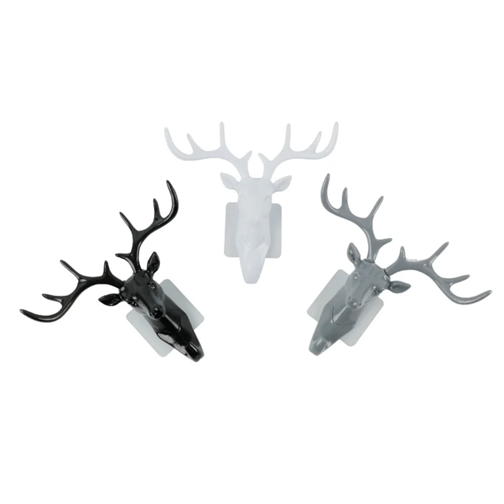 3 Pcs Hat Hooks Deer Shape Decor Clothes Coat Wall Clothing Antlers 185X17cm Black Key Organizer