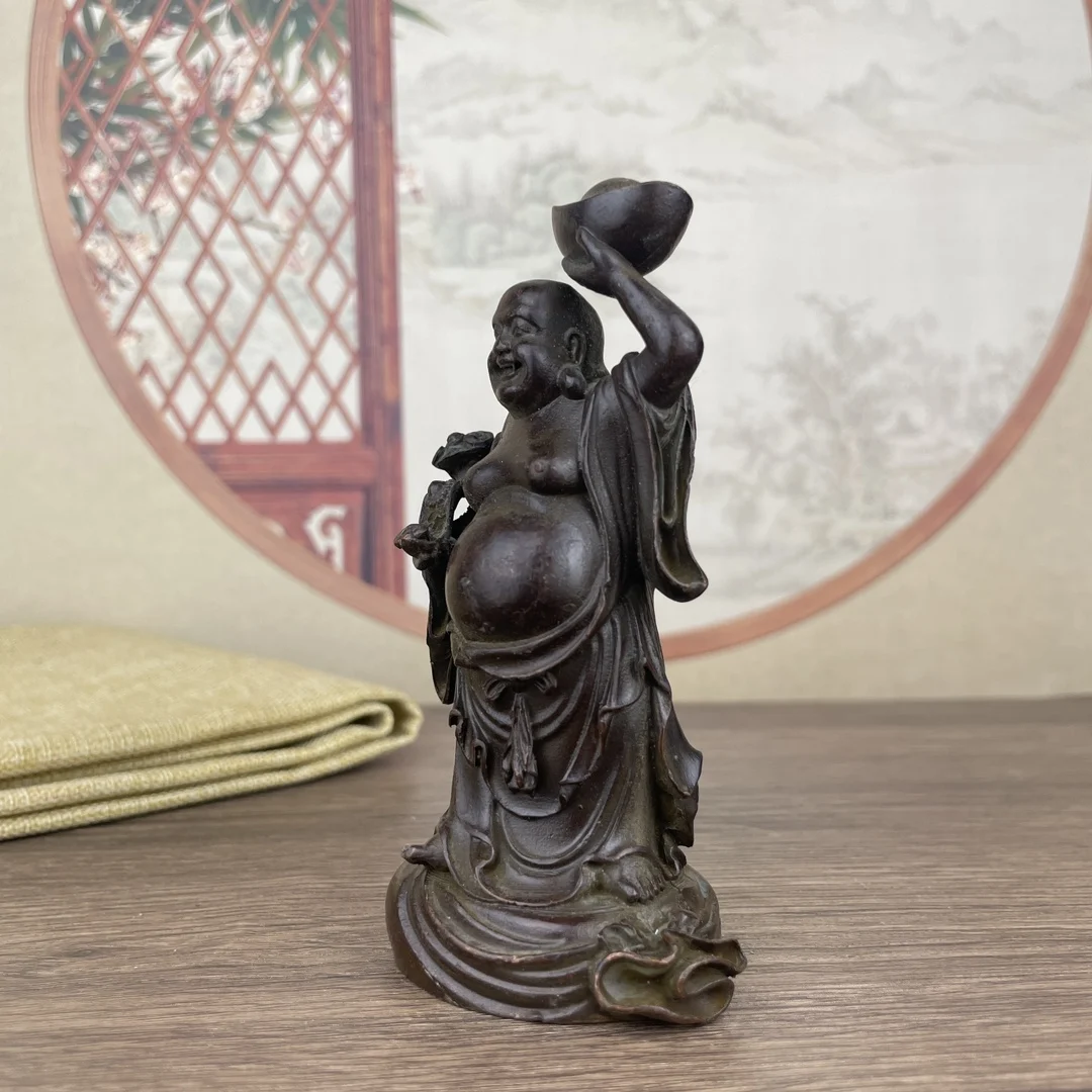 11CM metal statue of the Yuanbao Maitreya Buddha is about 5.5 centimeters long, 4 centimeters wide, and 2 centimeters heavy