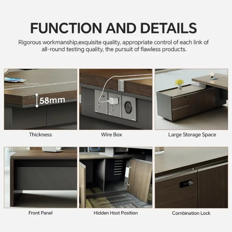 تخصيص أثاث المكاتب الحديثة L-شكل رئيس الجدول مدير الكابلات الجدول اجتماع الجدول مكتب مدير الحديث مع إدارة الأسلاك