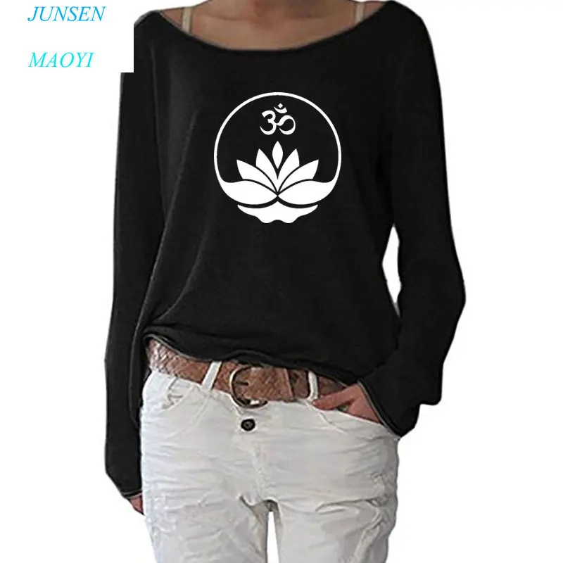 Buddha Buddhism Om Zen Meditation print T Shirt  Women Long Sleeve Funny Autumn Cotton Tshirt Streetwear Women Casual Tee Tops