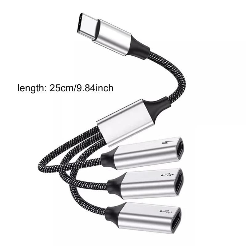 3 em 1 Tipo C USB 2.0 Adaptador Splitter Com 60W Power Delivery OTG Port Fast Data Transfer & Charging For Phones Tablets