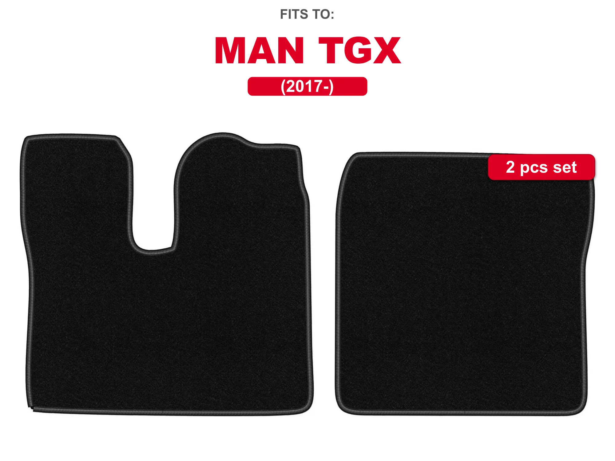 Image of Auto-Velourmatten für: MAN TGX 2017 – schwarzes, passendes Auto-Fußmattenset für LKW