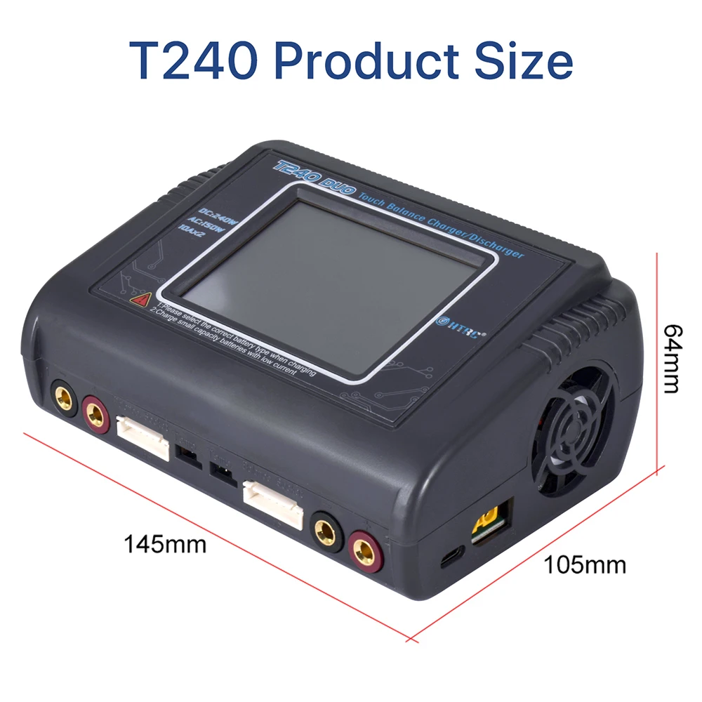 HTRC T240 DUO RC充電器/放電器 デュアルチャンネル AC 150W DC 240W タッチスクリーン バランス Lipo充電器 RCモデル おもちゃ用