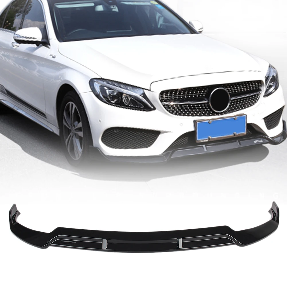 

Car Front Lip Bumper Trim Sport Style Protector For Mercedes Benz W205 C-class C300 C200 C180 2019 2020 ABS Plastic Gloss Black
