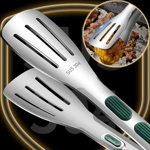 Nowe szczypce do żywności ze stali nierdzewnej BBQ Meat Salad Bread Clip Barbecue Grill Buffet Clamp Antypoślizgowe szczypce Narzędzia kuchenne Gadżety kuchenne