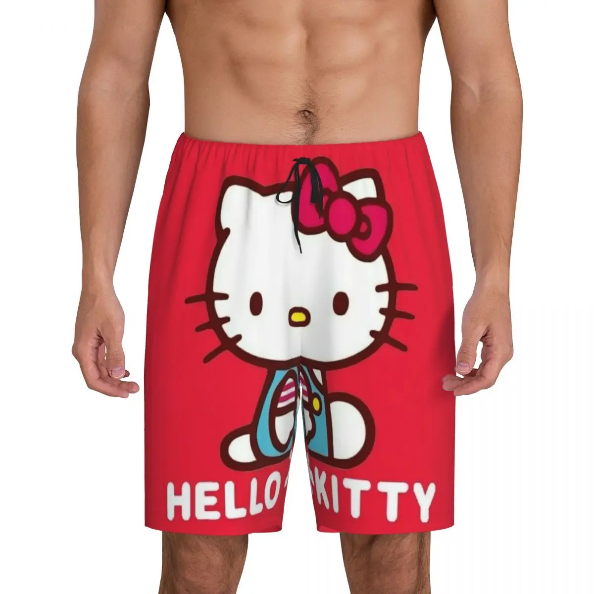 

Custom Hello Kitty Cartoon Anime Pajama Shorts Men's Sleepwear Lounge Bottom Stretch Sleep Short Pjs with Pockets