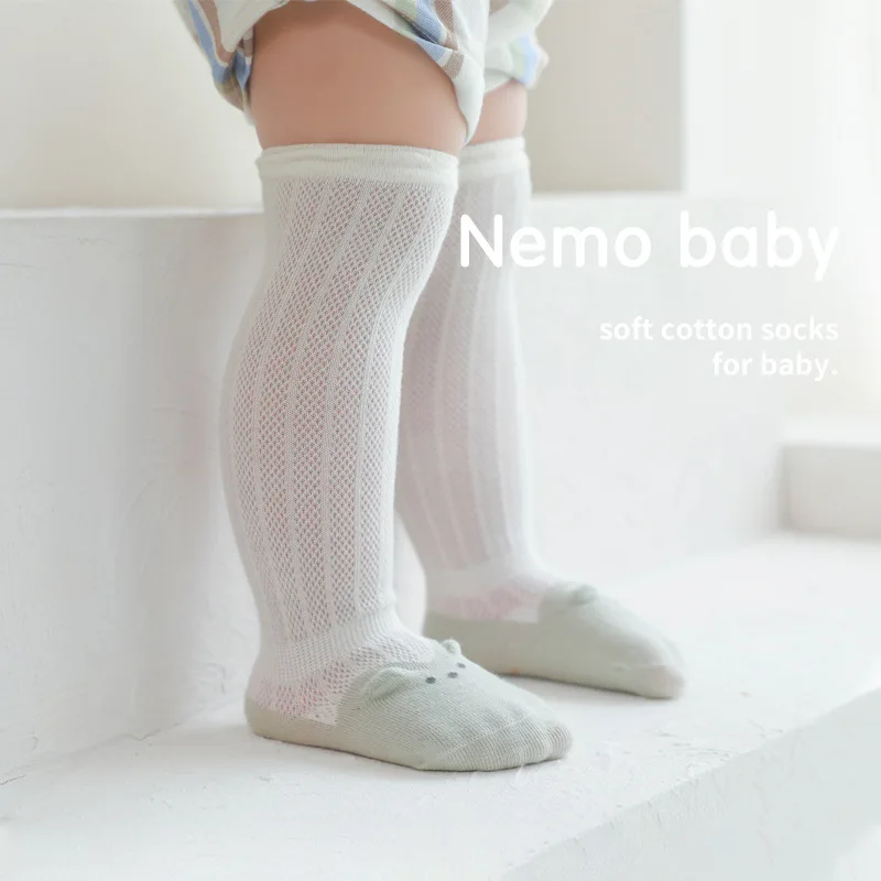 Newborn Baby Socks Knee High Breathable Cotton Thin Mesh Cartoon Kids Long Socks for Boys Girls Infant Toddlers 0-5 Years