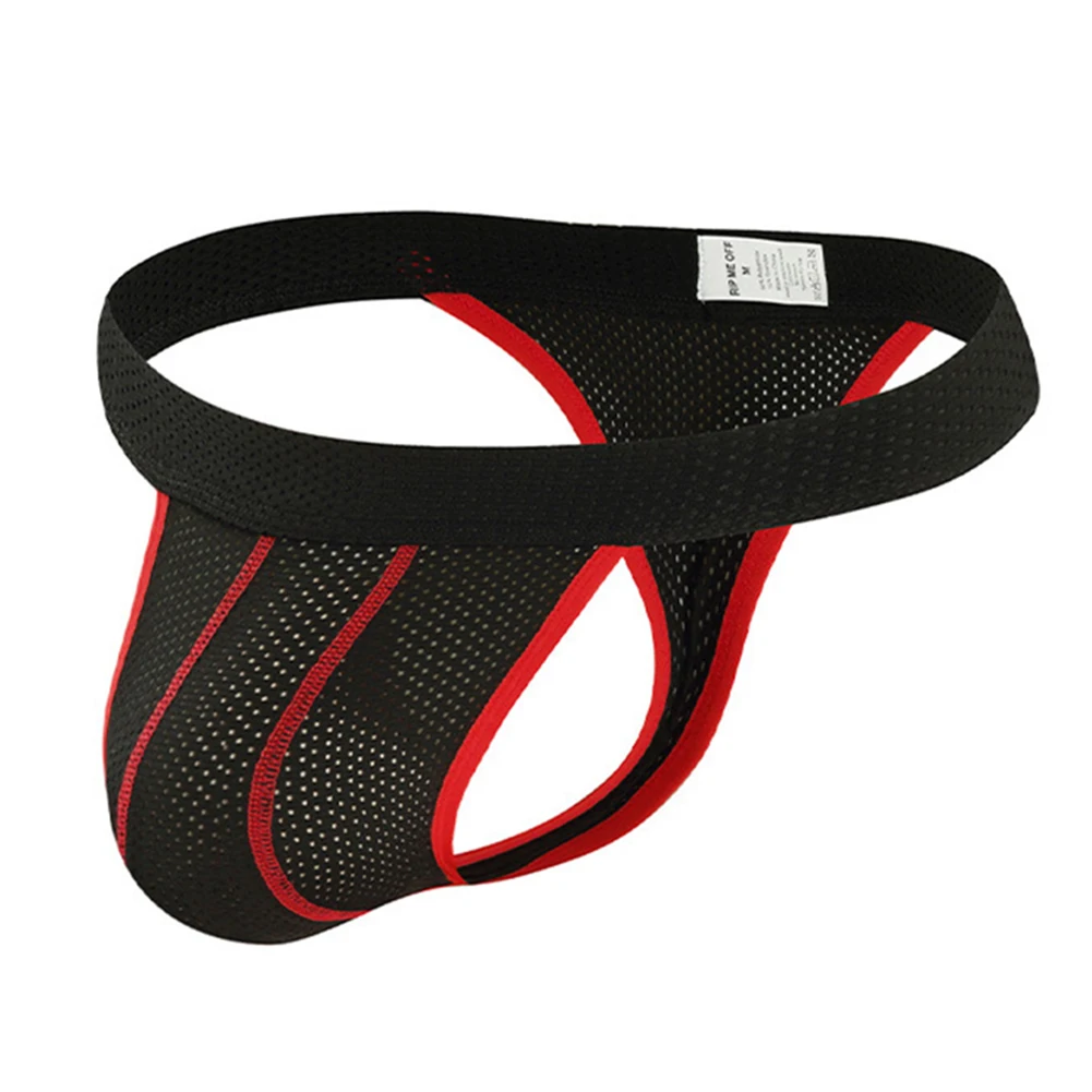 Breathable Underwear White Men Mesh Brief Low Waist Breathable Mesh Fabric Color Blocking Solid Pattern Daily Wear