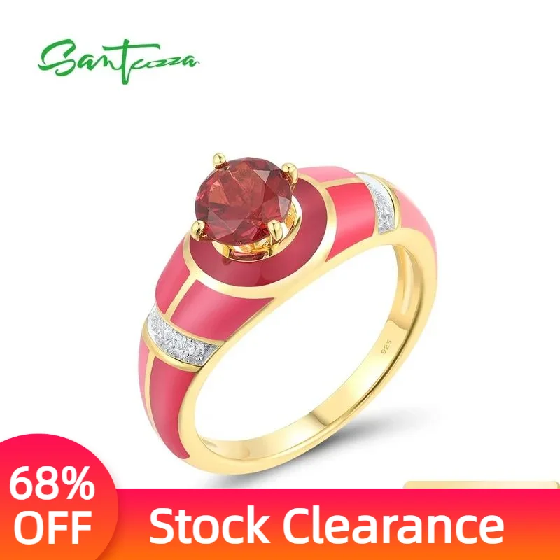 

Женское классическое кольцо SANTUZZA, из серебра 925 пробы с блестящим красным нанокристаллом и белым кубическим цирконием, модные ювелирные украшения ручной работы