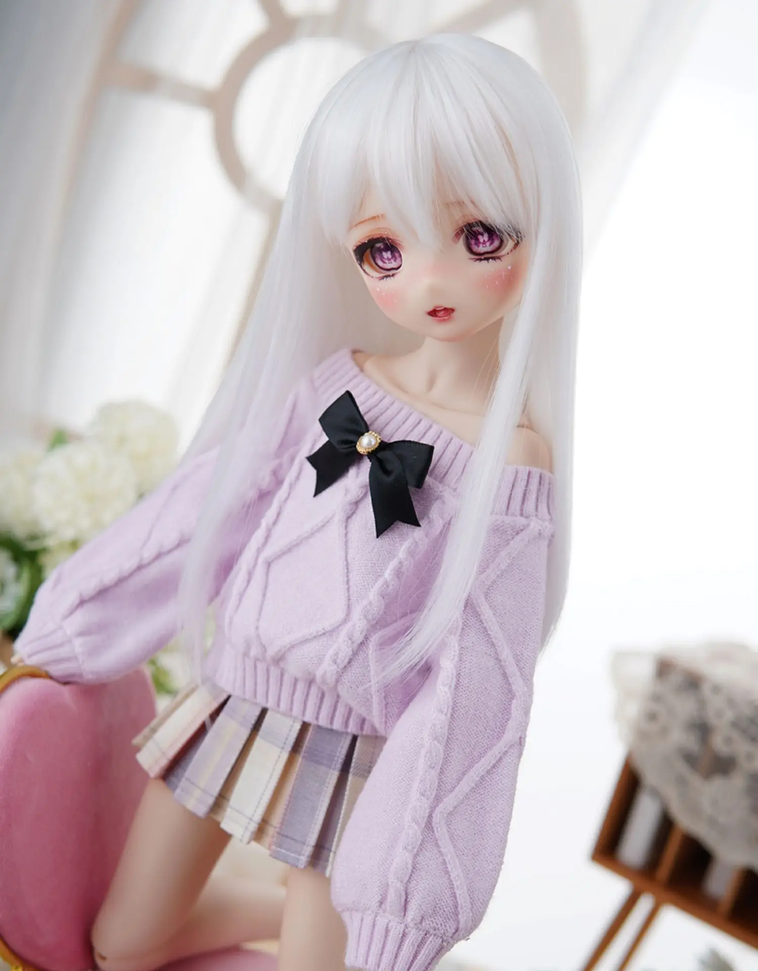 New quadratic bjd Baby 1/4 girl Rabbit Bean  body sd joint cartoon fat toy resin Tiger tooth makeup anime in stock