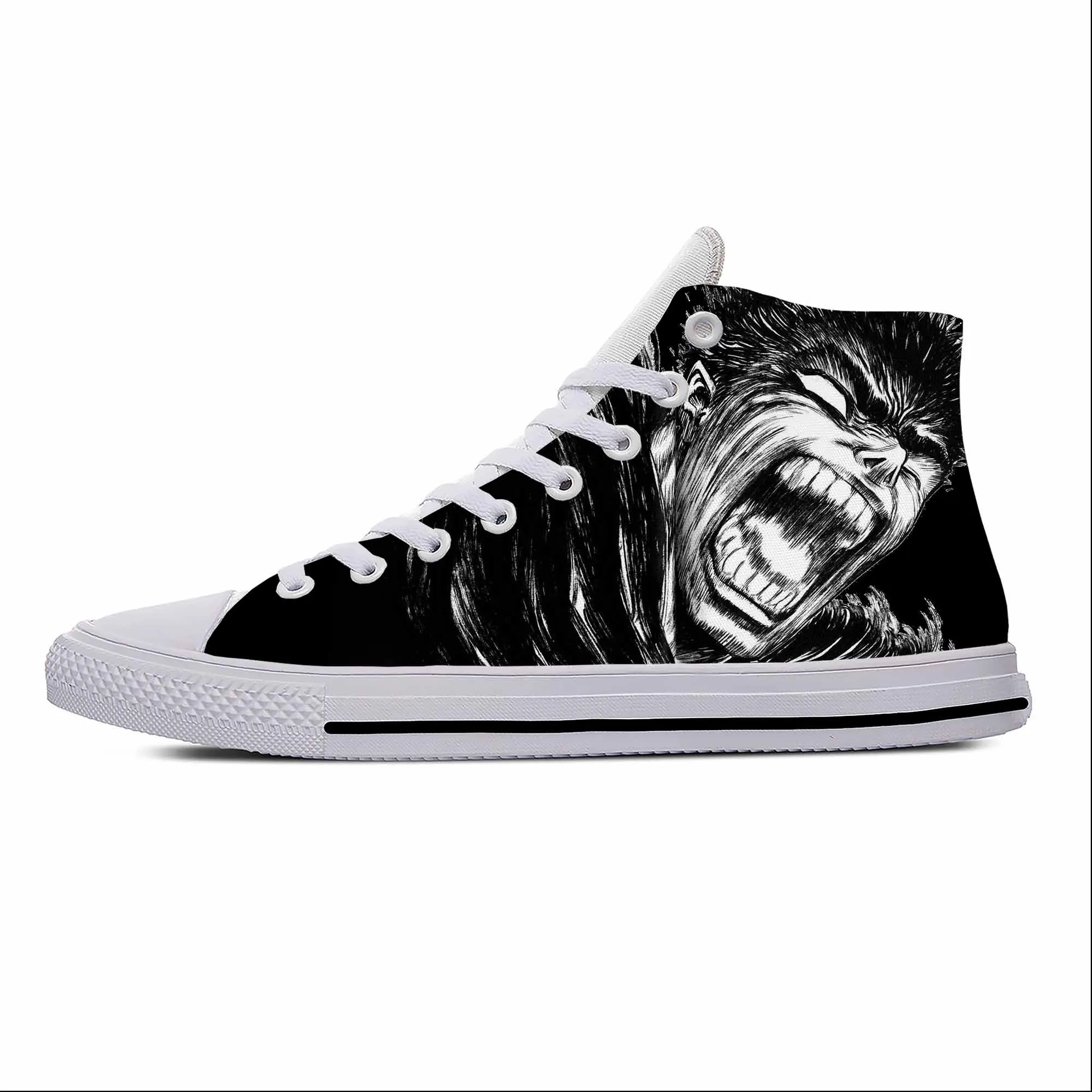 Anime Manga Cartoon Berserk Guts Black Swordsman Casual Cloth Shoes High Top Lightweight Breathable 3D Print Men Women Sneakers