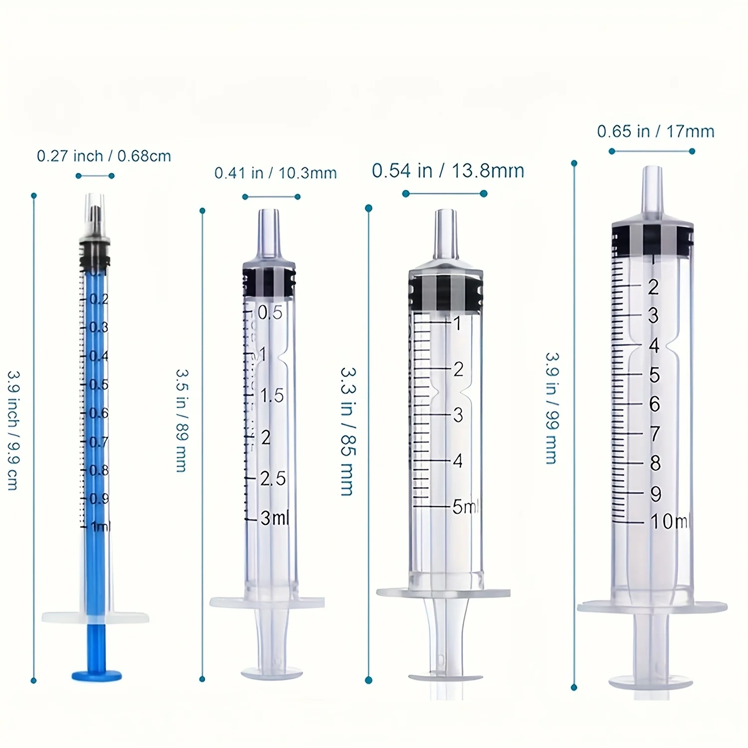 20 Stück 1 ml/3 ml/5 ml/10 ml Spritze mit Kappe, für Klebstoff, Flüssigkeitsverteilung und -messung, Tierfutter, Nachfüllen von Tintenpatronen usw. – Detail 14