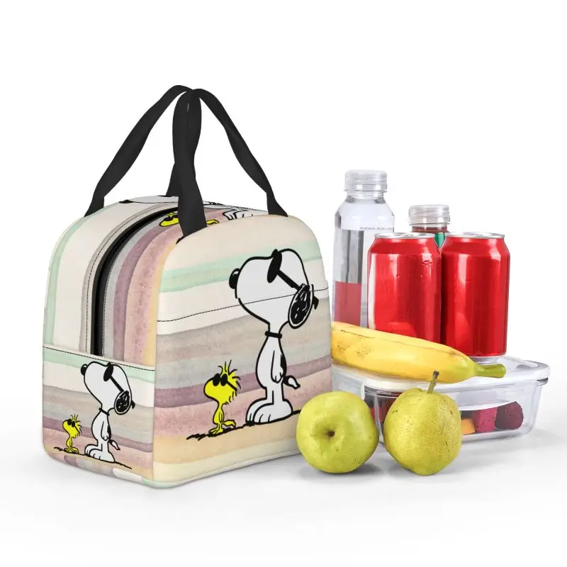 Custom Cute Cartoon Snoopy Lunch Bag Thermal Cooler Insulated Lunch Container Box for Kids School Work Picnic Food Tote Bags