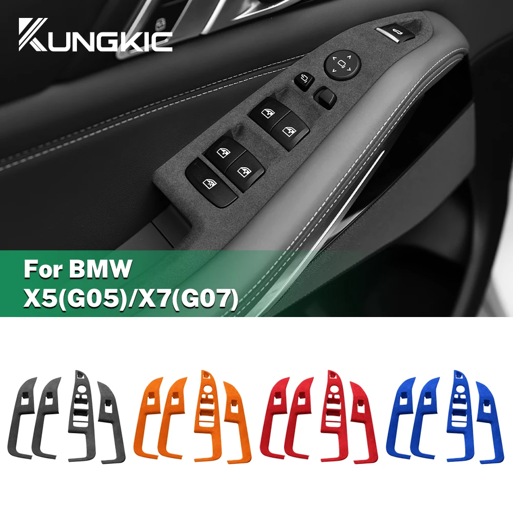 

For BMW X5 G05 2019 2020 2021 2022 2023 Italian Premium Suede Car Window Lifter Switch Control Frame Decor Cover Accessories