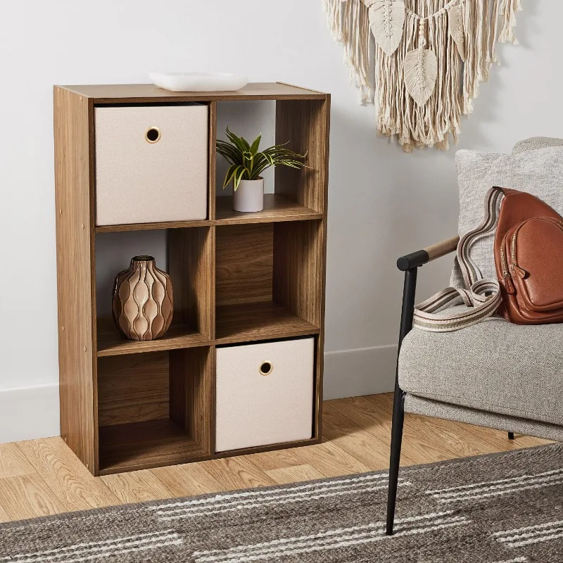 

NEW 11" 6-Cube Storage Organizer, Warm Walnut