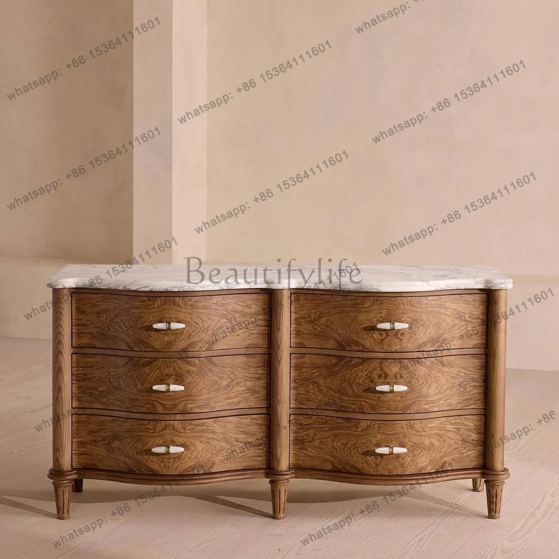 

American retro solid wood chest French antique living room bedroom storage locker