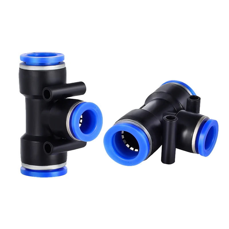 

5PCS 4/6/8/10/12/14/16mm PE Union Tee Air Pneumatic Quick Lock Releasing Fitting 3 Way Plastic Connector For PU Nylon Tube Hose