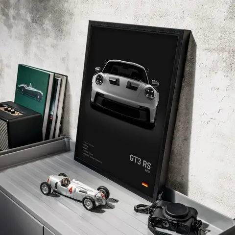Svartvit popkonst, tysk lyxsportbil, väggkonst, poster, 911 GT3 RS Turbo HD, olja på canvas, garage, vardagsrumsdekor 8 best sales bilväggkonst - №3