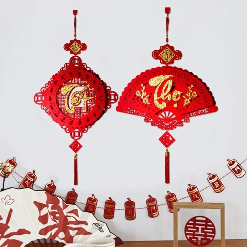 ديكورات السنة القمرية الصينية الجديدة ، قلادة معلقة ، ديكور المنزل ، مهرجان الربيع الفيتنامي ، العقدة الصينية ،