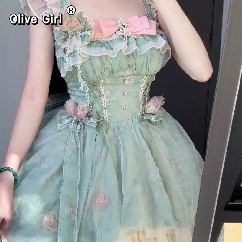 

Olivegirl Princess Sweet Lolita Kawaii короткое платье Harajuku Lolita платья Y2k на день рождения Vestidos Mujer 2026 платье с бантом для женщин