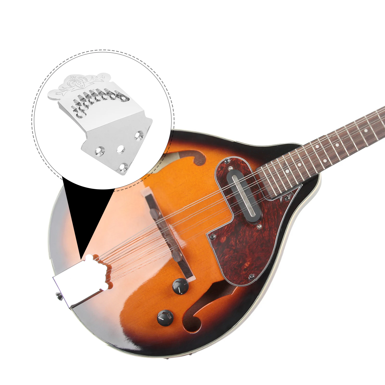 

1Set Highquality Metal Mandolin Tailpiece 8string Parts Simple Design Effective String Fixation Useful Accessory