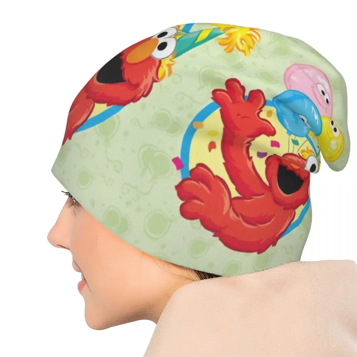 Gorro de dibujos animados de Barrio Sésamo, gorros de esquí para otoño e invierno, gorro de Elmo para cumpleaños, gorra Unisex de doble uso para primavera
