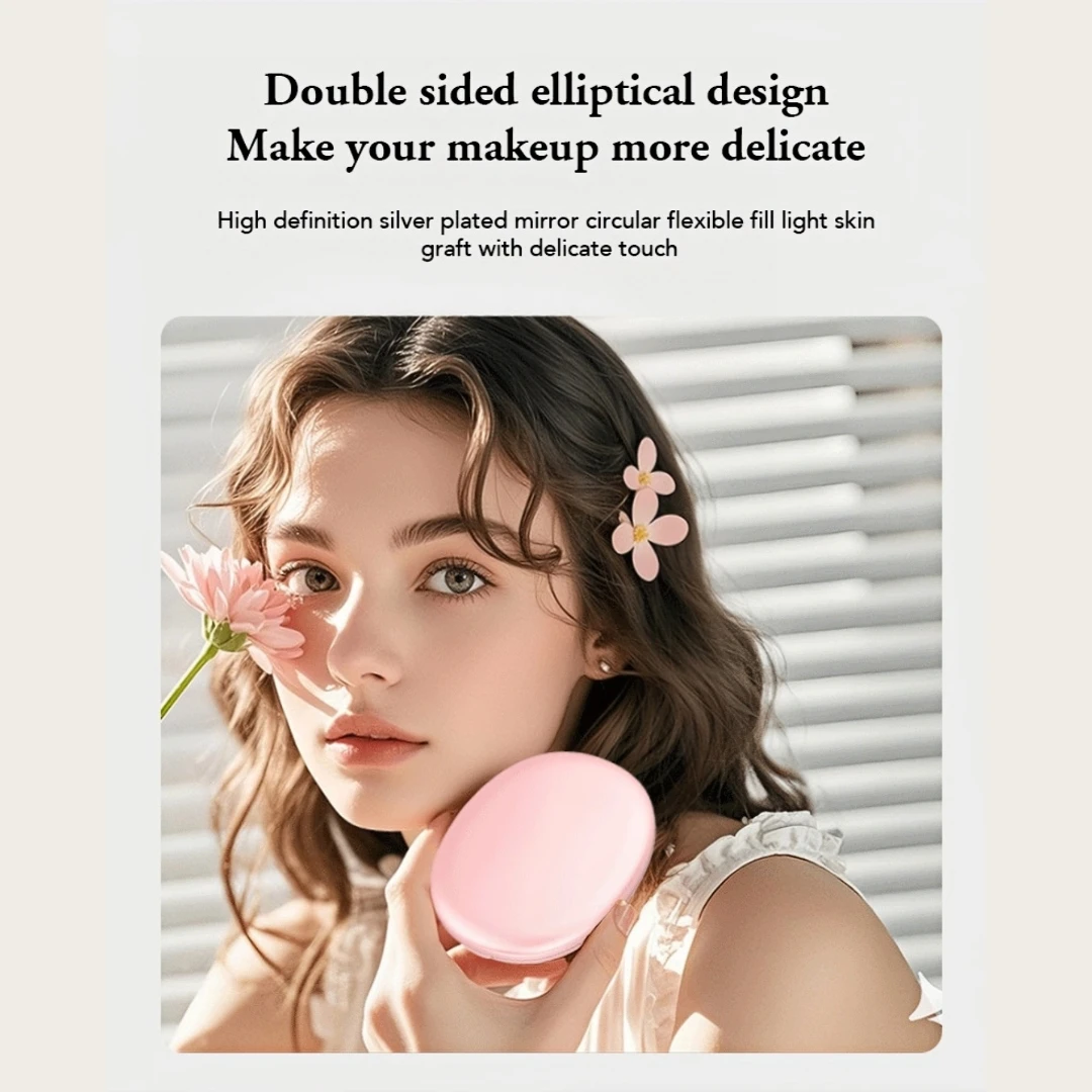 Portable Makeup Mirror LED Lighting Compact Travel Makeup Mirror with Light, 1x/5x Magnification, 3.9-inch Double-Sided Mirror