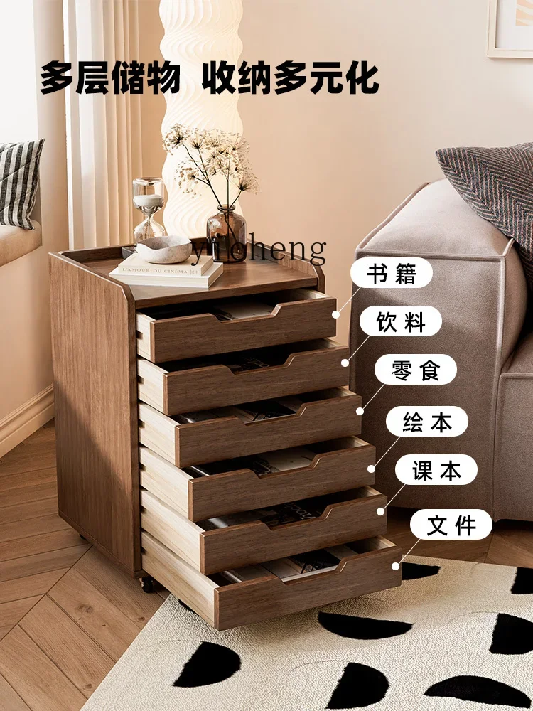 Solid Wood Mobile File Cabinet Drawer Chest of Drawers Layered Material Storage Cabinet Office Table