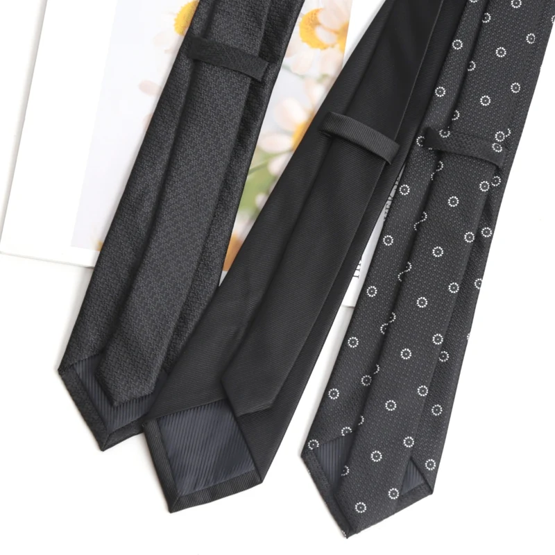 Dasi Pria Hitam Fashion 8CM Jacquard Tenun Motif Garis Titik untuk Hadiah Pria, Dasi Pengantin, Bisnis, Pesta Pernikahan, Aksesoris