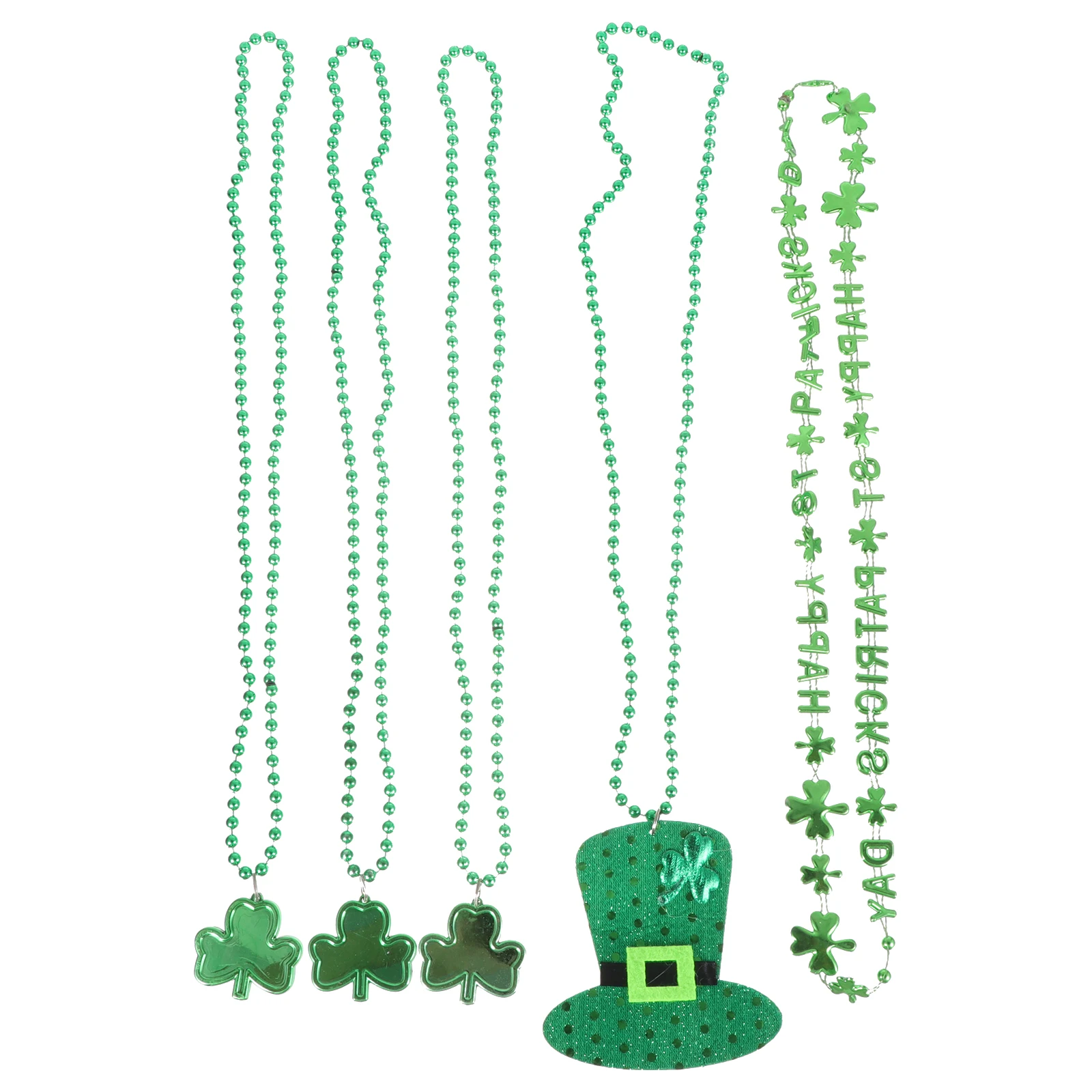 

3 Pcs Clover Necklace St Patricks Day Accessories Bead Round Beads Plastic Irish Party Child