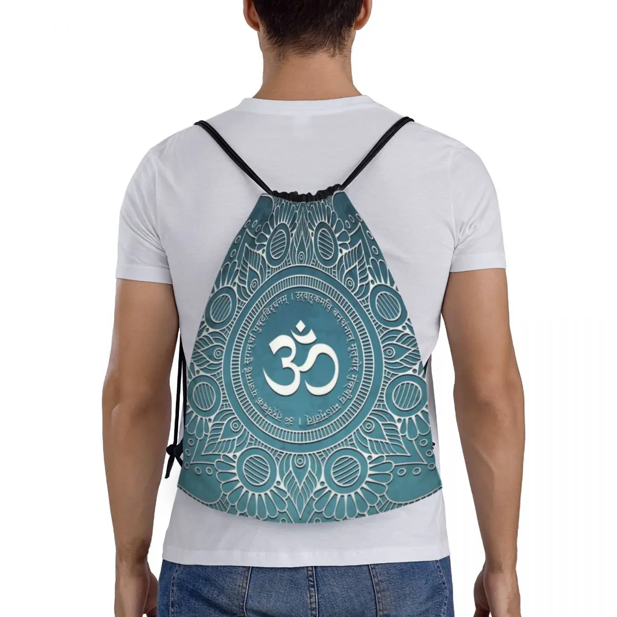 Maha Mrityunjaya Mantra Drawstring Bags para compras, Mochilas de ioga para mulheres e homens, Om Yoga, Mandala Budismo Aum, Sports Gym Sackpack