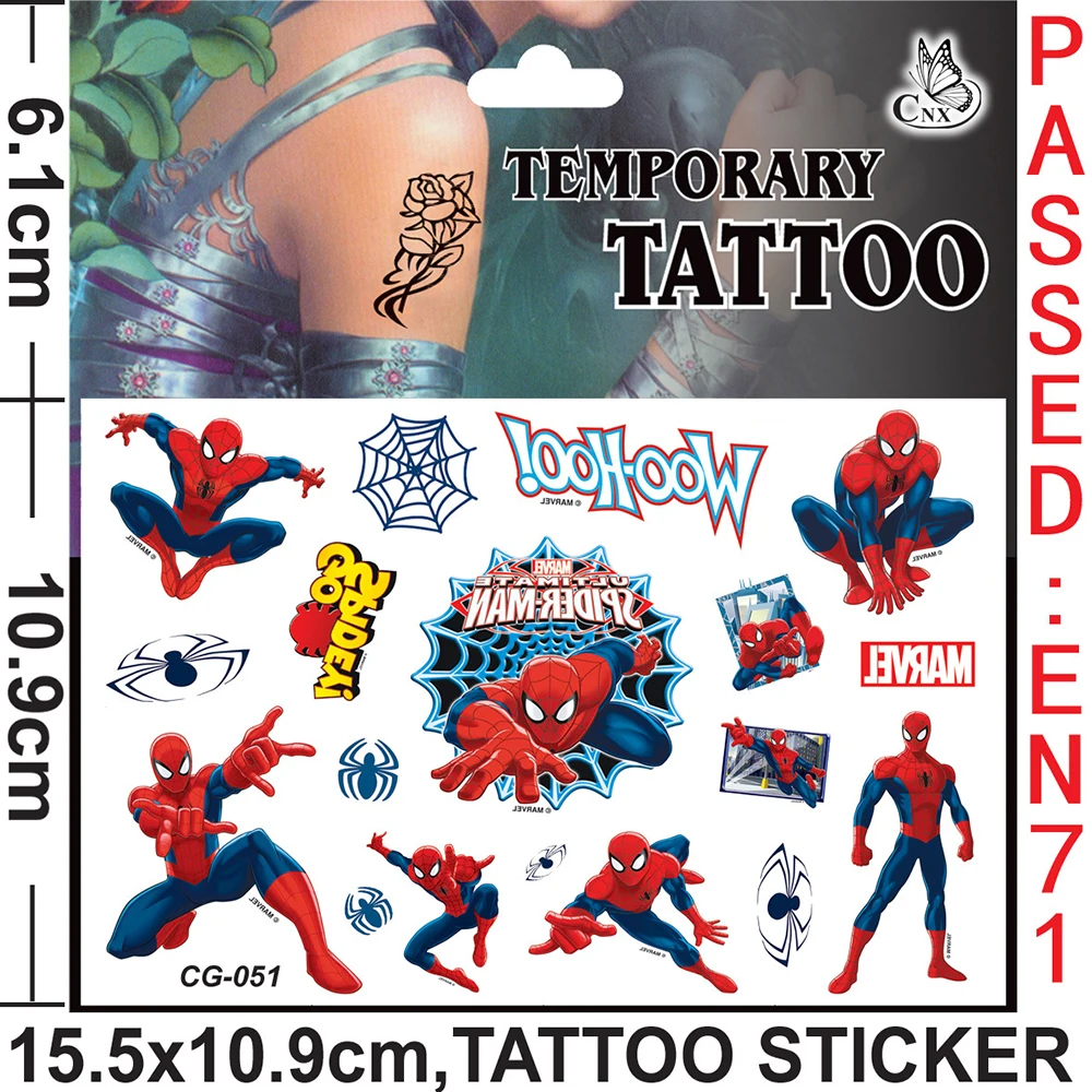 Disney Avengers Spiderman Luminous Tattoo Stickers For Kids Cool Body Art Waterproof Fake Temporary Tattoos Children Toys Gifts