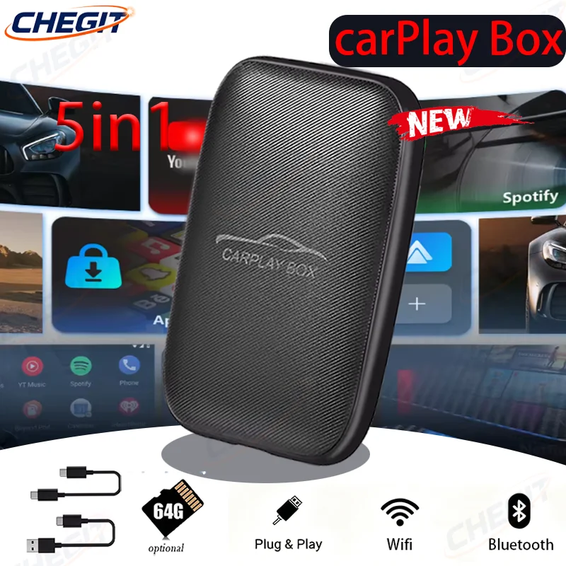 

5IN 1 Android14 Carplay Ai Box Smart Wireless CarPlay Android Auto Adapter 4-Core For Netflix For YouTube car intelligent system