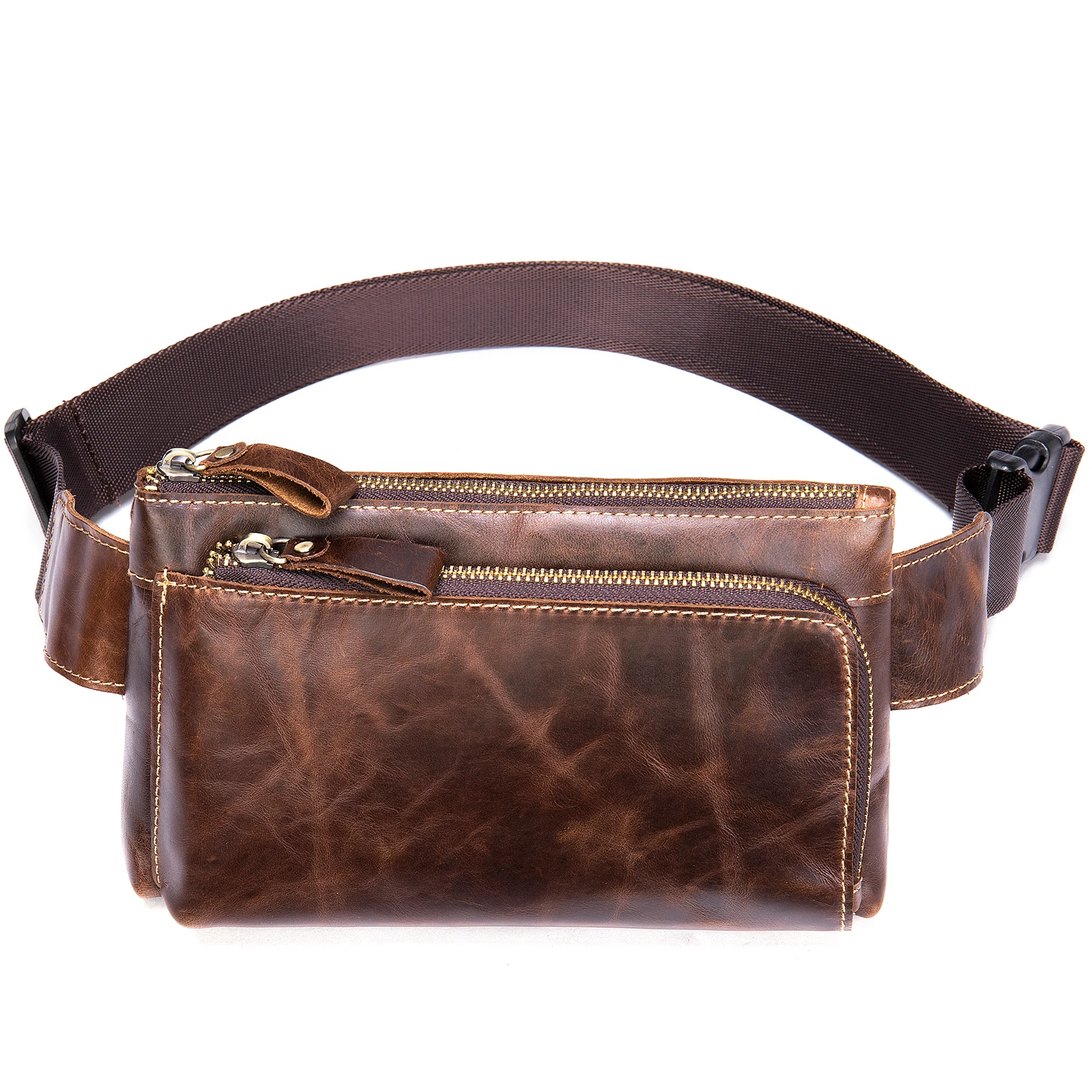 Genuine Leather Waist Pack Fanny Bag for Men Women Running Hiking Hip Bum Belt Slim Cell Phone Purse Casual Waist Wallet Pouch