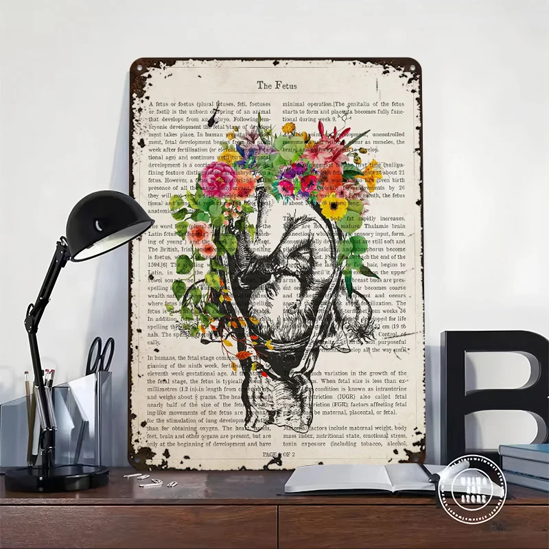 الجنين في رحم تشريح المعادن المشارك تين علامات جدار الفن الداخلي علامة معدنية مخصصة للديكور المنزل غرفة المعيشة الديكور في #2