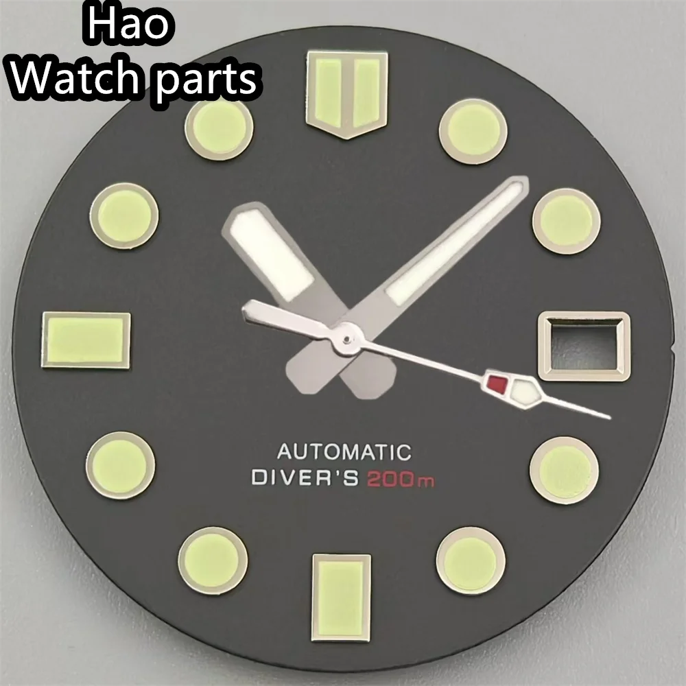 Стерильный циферблат BLIGER, 29 мм, черный, белый, зеленый, красный циферблат с набором стрелок, подходит для механизма NH35, подходит для заводной головки на 3 часа, заводная головка на 3,8 часа