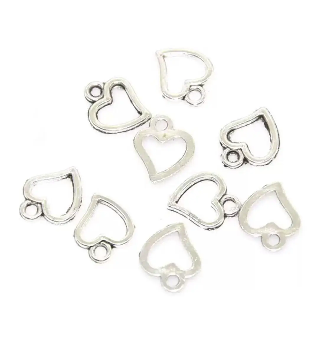 

100pcs 10*8mm Lovely hollow heart pendants for handmade jewelry accessories Zinc alloy metal HW3550