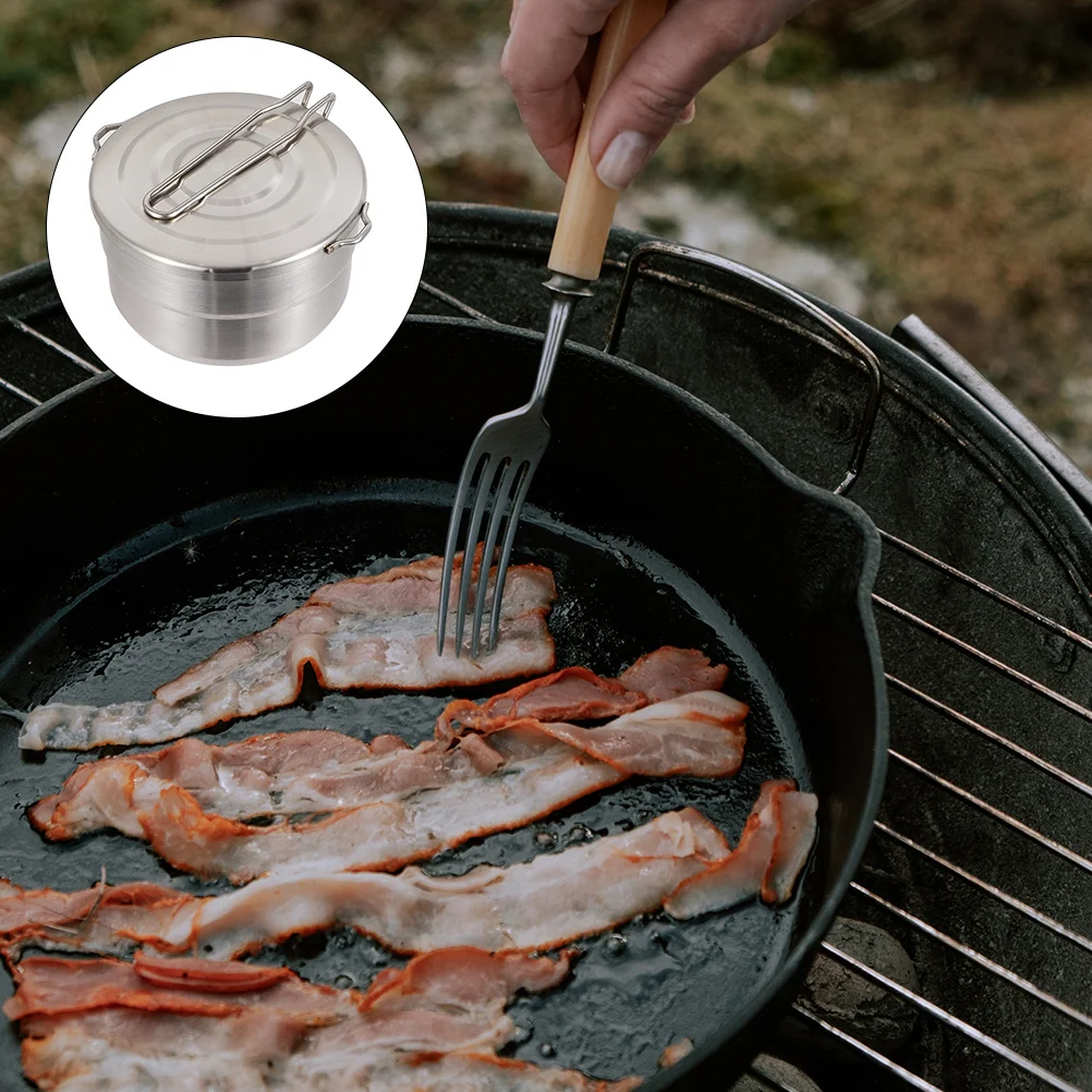 

Portable Folding Camping Cookware Stainless Steel Outdoor Cooking Pot Rust-Proof Lightweight Non-Stick Scale Design Picnic