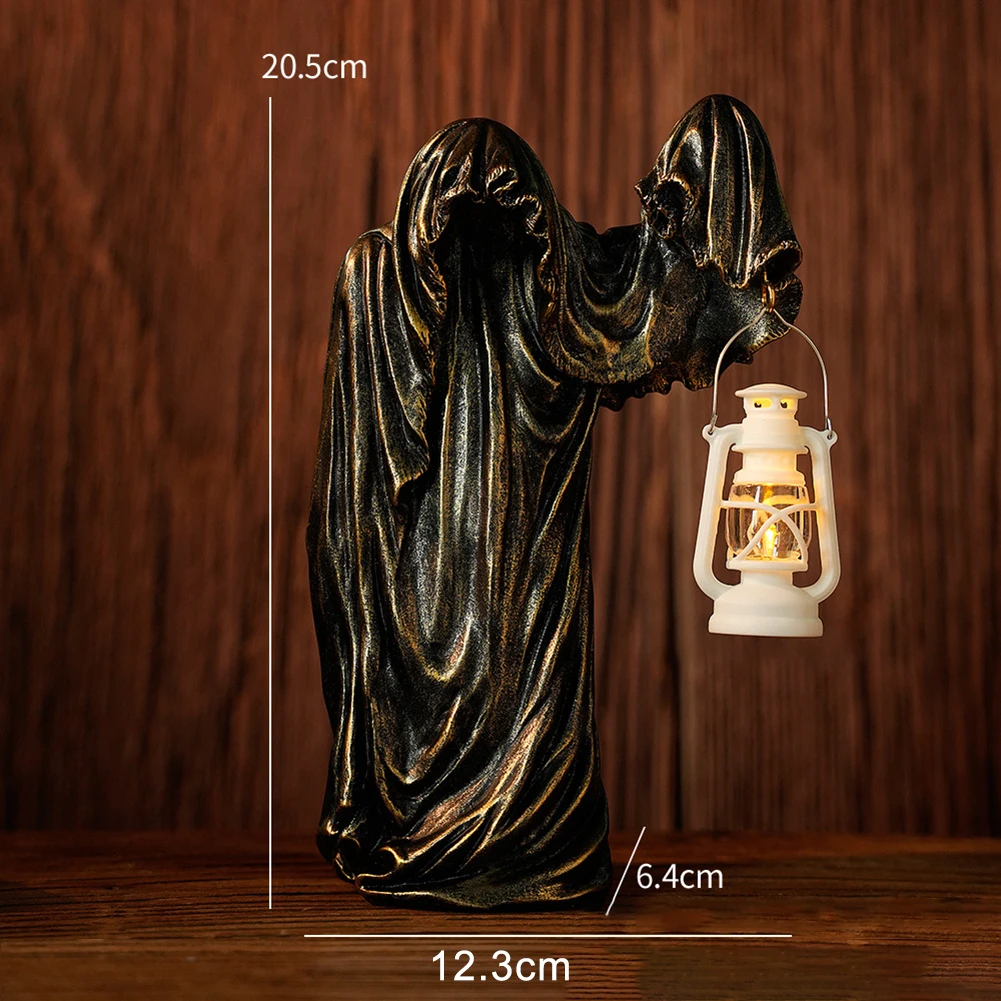 فانوس الهالوين الإبداعي يتميز بزخرفة راتينج رجل غامض أسود للديكور الاحتفالي الداخلي والخارجي #1