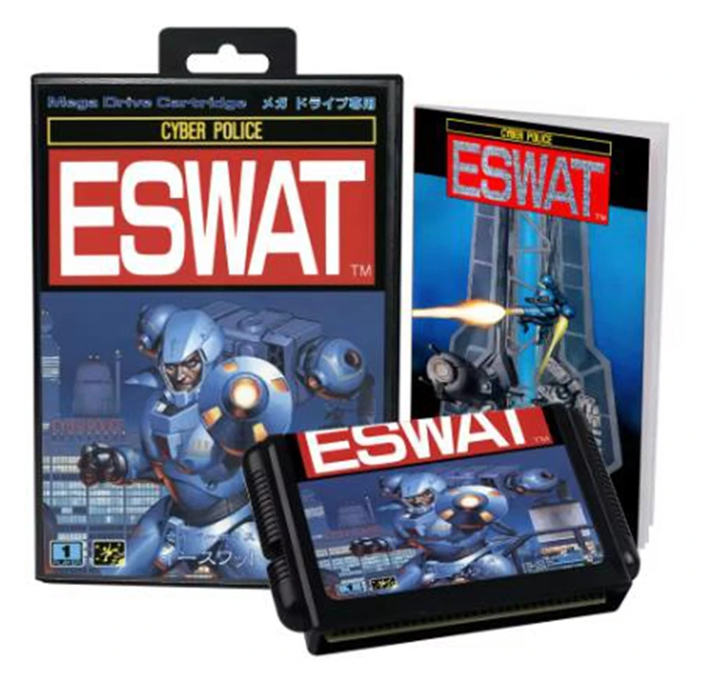 Eswat City Under Siege مع صندوق ودليل لخرطوشة ألعاب Sega MD 16 بت نظام Megadrive Genesis