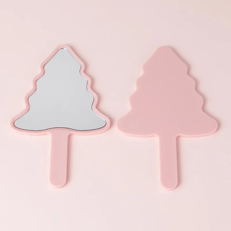 Cartoon kerstboom make-upspiegel Handheld make-upspiegel Nieuwe make-upspiegels Zoete meisjesstijl Geschikt om mee te nemen