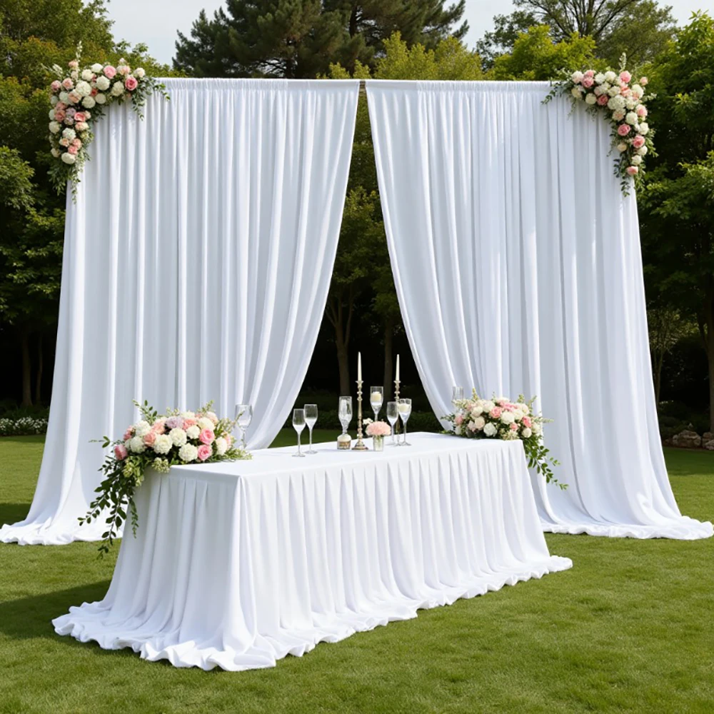 1 Stück Faltenfreier Hintergrundvorhang für Hochzeit, Brautparty, Babyparty, Foto, Bühnenhintergrund, Stoffdekoration für Geburtstagsfeiern – Detail 1