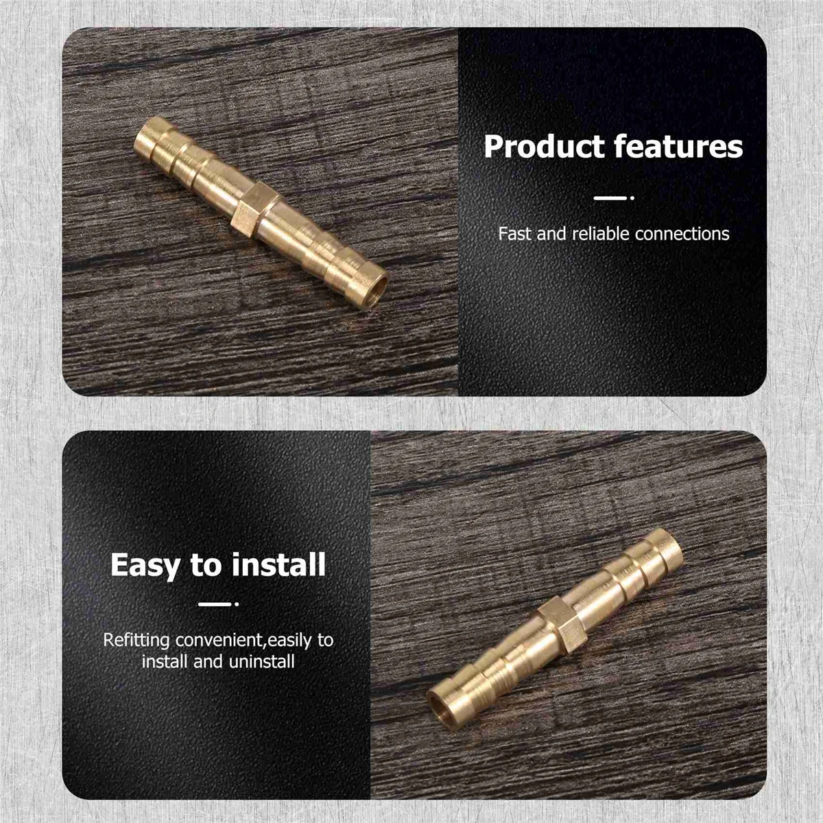 5 Stuks Goudkleurige Messing Connector Met Rechte Slang