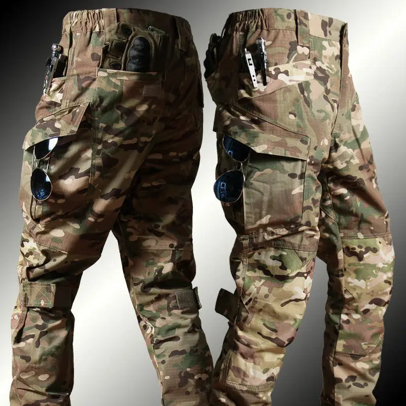 Multi-pocket Army Cargo Wear-resistant Pant Camo Tactical Pants Men Military Waterproof Ripstop SWAT Combat Trousers Outdoor